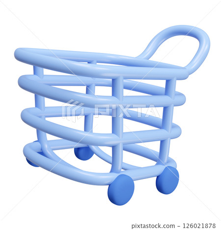 3d cartoon shopping cart icon isolated. online stores, marketing concept, 3d render illustration 126021878
