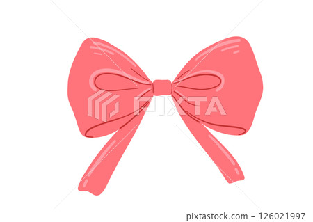 Coquette bow flat drawing, vector illustration isolated on white background Coquette bow flat drawing, vector illustration isolated on white background 126021997