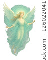 Beautiful sacred angel flying in the sky 126022041