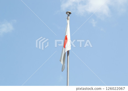 懸掛的日本國旗 不飄揚的旗幟 懸掛的日本國旗 不飄揚的旗幟 126022067