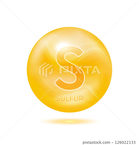 Sulfur minerals yellow. Icon 3D minerals complex isolated on a white background for product design. Medical and scientific concepts. Icon 3D Vector EPS10 illustration. 126022133