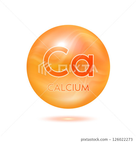 Calcium minerals orange. Icon 3D minerals complex isolated on a white background for product design. Medical and scientific concepts. Icon 3D Vector EPS10 illustration. 126022273