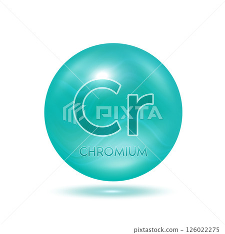 Chromium minerals green. Icon 3D minerals complex isolated on a white background for product design. Medical and scientific concepts. Icon 3D Vector EPS10 illustration. 126022275