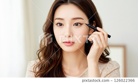 照片風格素材：女人畫眼線 126022366