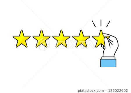 一位穿著西裝的人的手拿著五星級的插圖 126022692
