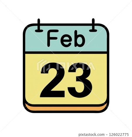 Modern calendar icon design in pastel colors with February 23 date display 126022775