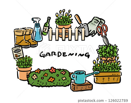 園藝手繪簡單標題插圖 126022789