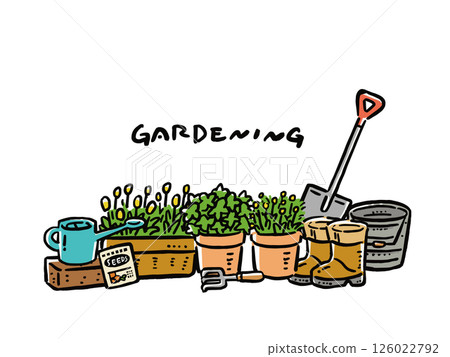 園藝手繪插畫字母表 園藝手繪插畫字母表 126022792