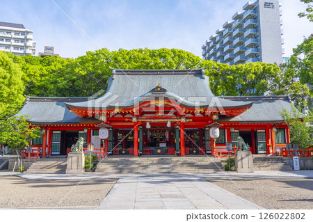 Ikuta Shrine: A magnificent vermilion-painted worship hall 126022802