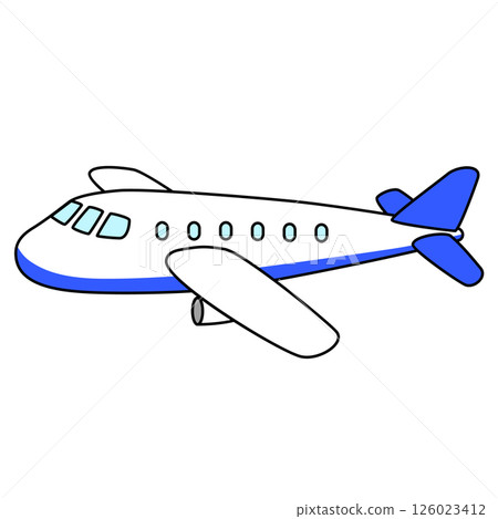 簡單的藍色飛機插圖 簡單的藍色飛機插圖 126023412