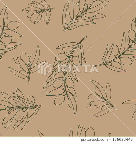 Olives seamless pattern vintage line art 126023442