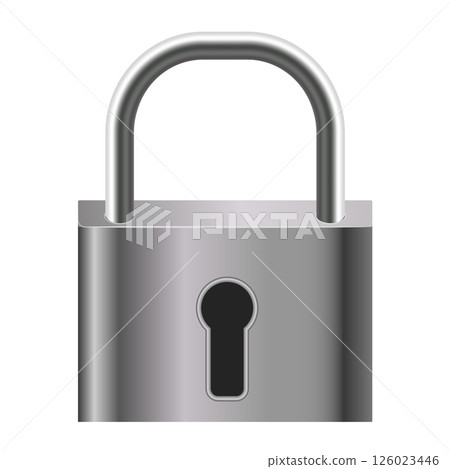Metal lock, closed padlock cartoon style illustration 126023446