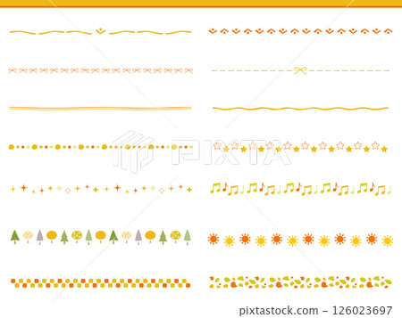 A set of illustration materials for colorful and cute orange lines and underlines perfect for summer 126023697
