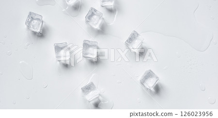 Melting ice cubes on a white background 126023956