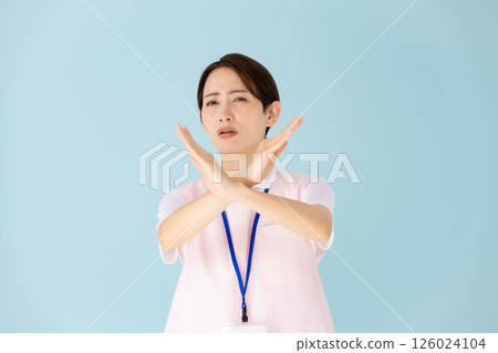 Woman in apron, caregiver, nursery teacher, medical, divorce 126024104