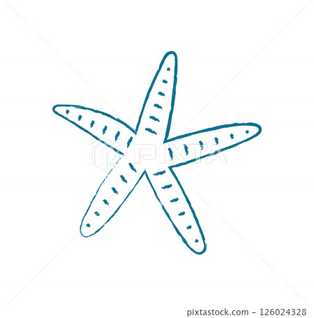Starfish silhouette shape crayon style. Aquatic starfish shape. Undersea creature in the ocean, marine style, flat texture, perfect for summer themes, aquatic life projects, and educational materials. 126024328