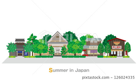 日本城市景觀的插圖。日本的夏天。 126024335