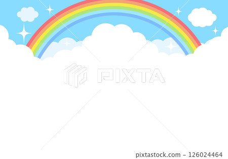 Simple blue sky, clouds, rainbow, sparkling background illustration Simple blue sky, clouds, rainbow, sparkling background illustration 126024464