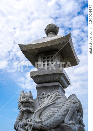Dragon-carved stone lantern - Toro - in Enoshima Island, Japan Dragon-carved stone lantern - Toro - in Enoshima Island, Japan 126024473