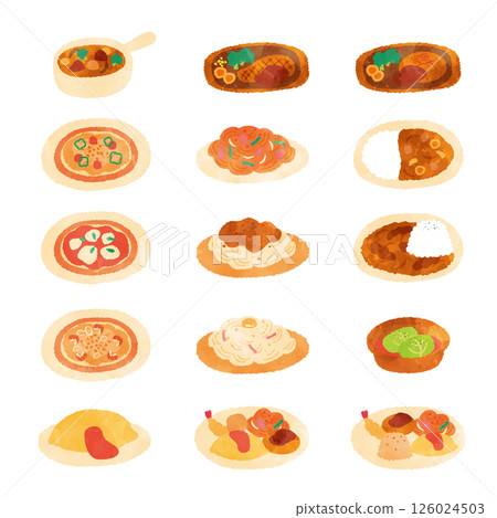Western food watercolor illustration set Western food watercolor illustration set 126024503