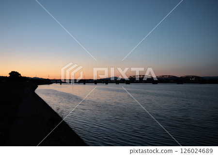 on the riverbed in the morning 126024689