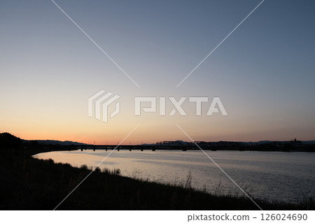 on the riverbed in the morning 126024690