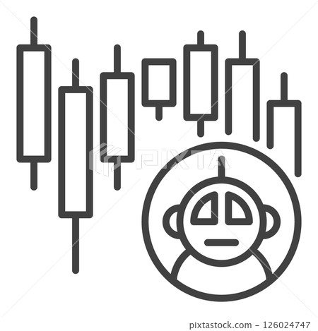 Cryptocurrency Candlestick Chart and Trading Bot vector linear icon or symbol 126024747