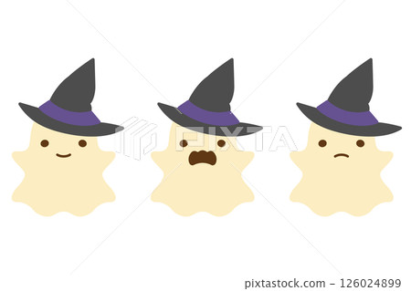 Cute Halloween ghost wearing a hat 126024899