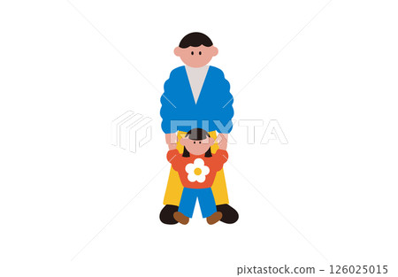 Girl holding hands with father 126025015