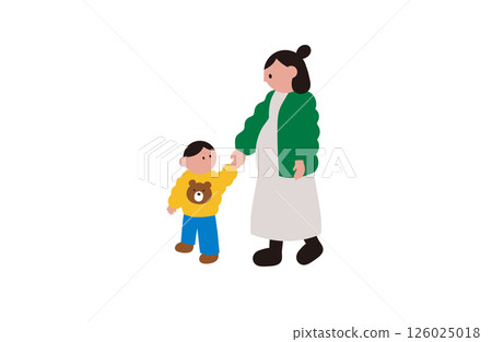 母親和男孩散步 126025018