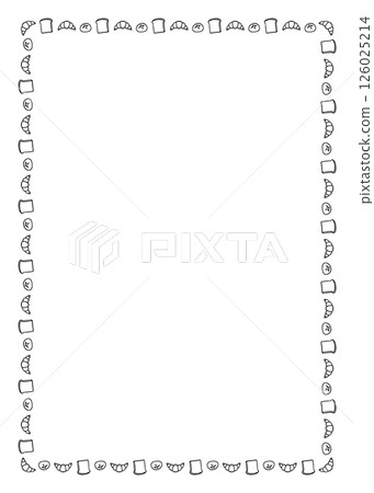 Simple hand-drawn cute bread square frame 126025214
