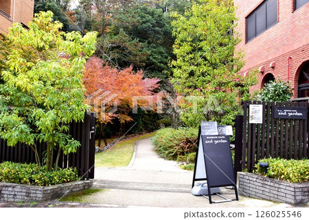 湯河原町：湯河原美術館的庭園入口與紅葉 126025546