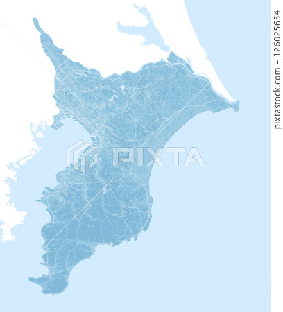 日本千葉縣的淺藍色衛星照片風格插圖 126025654