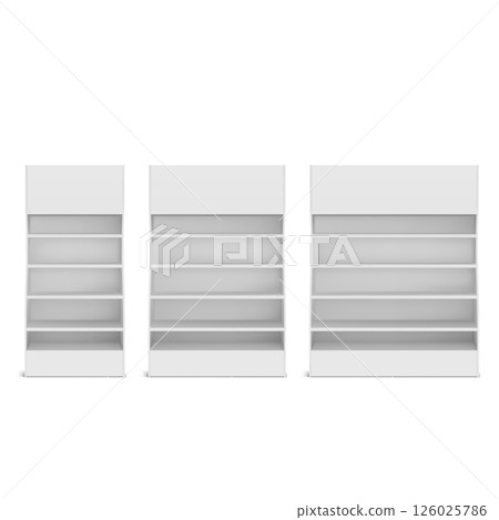 Modern White Shelves with Curved Design Vector 126025786