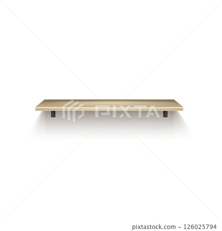 Modern Wooden Wall Shelf with Brackets Vector Modern Wooden Wall Shelf with Brackets Vector 126025794