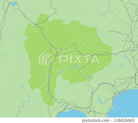 日本山梨縣及鄰近縣的簡易綠色道路地圖 126026063