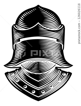 Knight Helm Medieval Helmet Vintage Woodcut Style 126026118