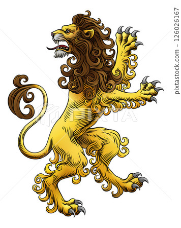 Heraldic Coat of Arms Crest Rearing Heraldry Lion Heraldic Coat of Arms Crest Rearing Heraldry Lion 126026167