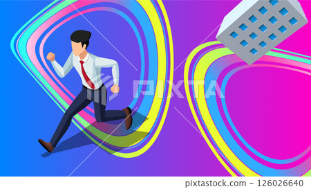 Image of a new employee running away from work 126026640