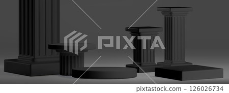 Black podium column set 126026734