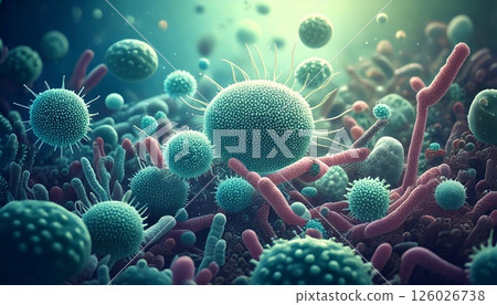 3D illustration images of viruses, bacteria, germs, etc. Medical materials 126026738