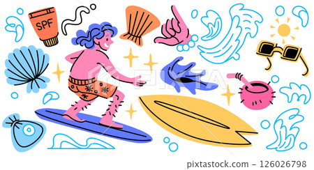 Retro tropical sticker pack 126026798