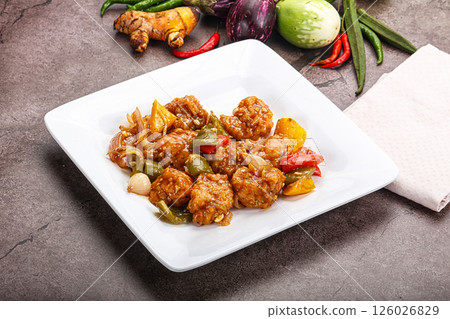 Chinese cuisine - prawn with chili sauce Chinese cuisine - prawn with chili sauce 126026829