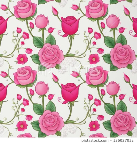 seamless pattern with pink roses 126027032