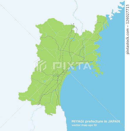 Simple green road map of Miyagi prefecture in Japan 126027715