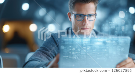 Businessperson technology futuristic laptop digital working focus innovation modern 126027895