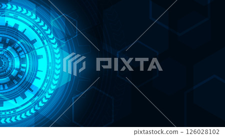 Futuristic hexagon pattern with glowing blue light technology background 126028102