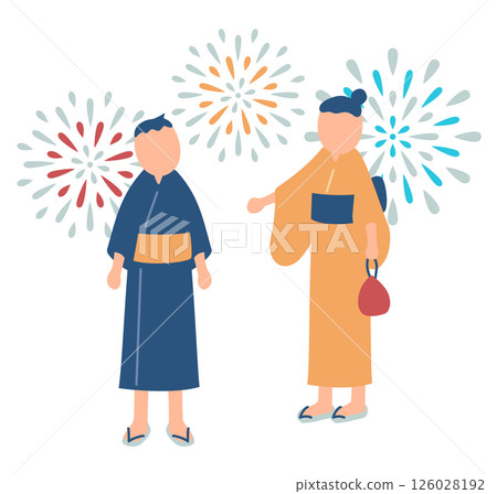 穿yukata的孩子的例證 126028192