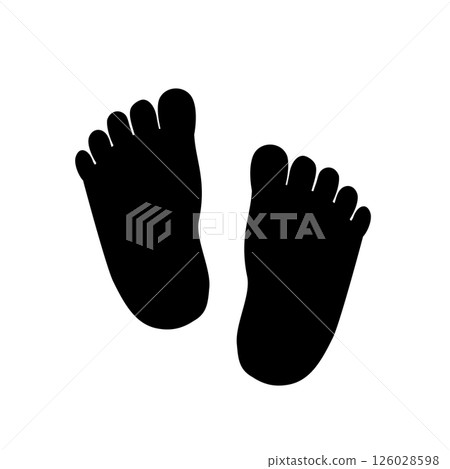 Footprint silhouette, left and right soles illustration (white background) Footprint silhouette, left and right soles illustration (white background) 126028598