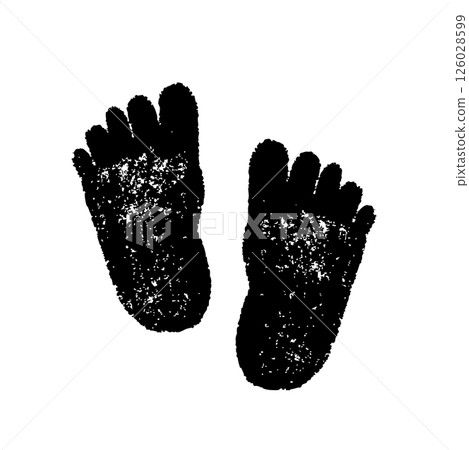 足跡印章，腳底的逼真輪廓（白色背景） 126028599